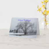 バースデー・カード、冬、雪 カード (黄色い花)