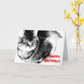 バースデー・カード-半ビルマ猫 カード (黄色い花)