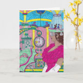 バースデー・カード-明るいSteampunk カード (黄色い花)