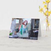 バースデー・カード、curlersの犬の写真 カード (黄色い花)