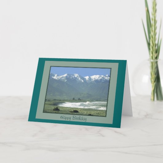 バースデー・カード- Kaikouraのオーシャンサイド、ニュージーランド カード (正面)