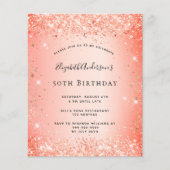 バースデー グリッター オレンジ 予算 招待 チラシ (正面)