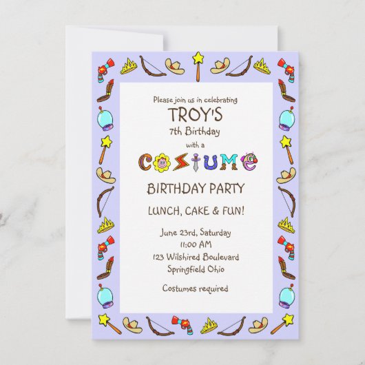 バースデー コスチューム パーティー 子ども 招待状 (正面)