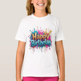 バースデー・チア - カラフルなハッピーバースデーTシャツ Tシャツ
