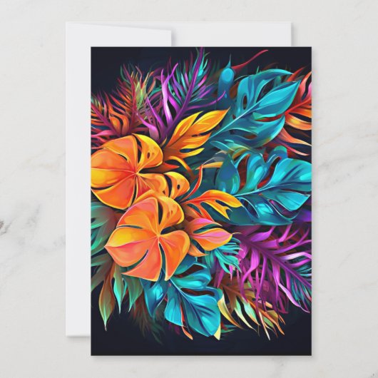 バースデー |ネオはっきりしたンの熱帯紅葉 招待状 (裏面)