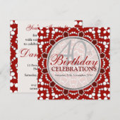 バースデー バブル 祝祭 赤+白 誘導 招待状 (正面/裏面)