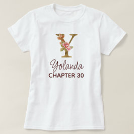 バースデー バラ ブルッシュピンク Y文字 ゴールドモノグラム Tシャツ