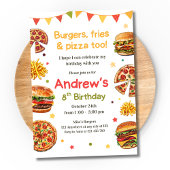 バースデー・バーガー＆ピザ　フード好きの誕生日　ファストフード 招待状