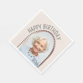 バースデー | パーソナライズ アーチド フォト バースデー スタンダードランチョンナプキン (角)