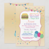 バースデー・パーティー 誕生日 任意の年齢 招待状 ハンバーガー (正面/裏面)
