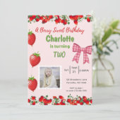 バースデー・フォト - ストロベリー・ピンク 招待状 (スタンド正面)