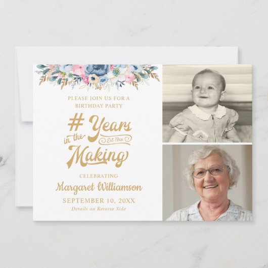 バースデー フラワーズ イヤーズ イン ザ メイキング ２ フォト 招待状 (正面)