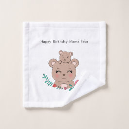 バースデー フランネル ふきん お誕生日おめでとう ママベア ウォッシュタオル
