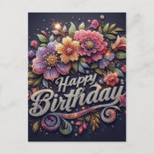 バースデー・ポストカード : カラフルなグリッター ポストカード (正面)