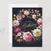 バースデー・ポストカード：鮮やかな花をテーマにしたカード ポストカード (正面/裏面)