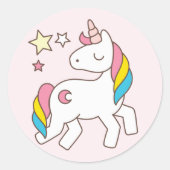 バースデー.可愛い星の一角獣。 ラウンドシール (正面)