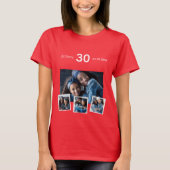 バースデー 名前 年齢 写真コラージュ 赤 Tシャツ (正面)