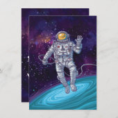 バースデー.星と宇宙の宇宙飛行士銀河系。 招待状 (正面/裏面)