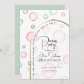 バースデー |活気のあるおもしろいピンクと緑の泡 招待状 (正面/裏面)