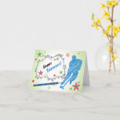 バースデー!男性の落書きホッケーグリーティングカード カード (黄色い花)