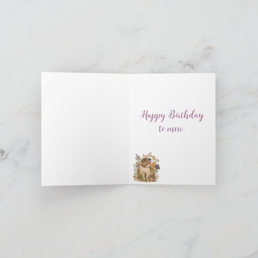 バースデー.虎猫の子猫と花。 サンキューカード (内部)