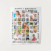 バースデー 33 フォト コラージュ パーティー 背景 タペストリー (正面)