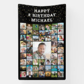 バースデー 55周年 フォト コラージュ オーダーメイド テキストとカラー 横断幕 (縦)