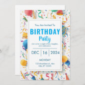 バーストオブジョイ誕生日招待状 招待状 (正面/裏面)