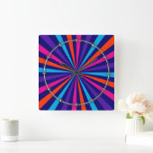 バーストカラフル紡績車デザイン スクエア壁時計 (ホーム)