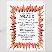 バーストテーマ誕生日パーティーのフライヤー招待状 (正面/裏面)