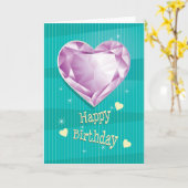 バーストーンジューンパープルアレクサンドライトハート誕生日 カード (黄色い花)