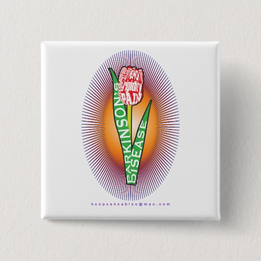 バースト付きPDワーディレッドチューリップ 缶バッジ (正面)