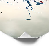 バースト青ハート（赤い花） ポスター (コーナー)