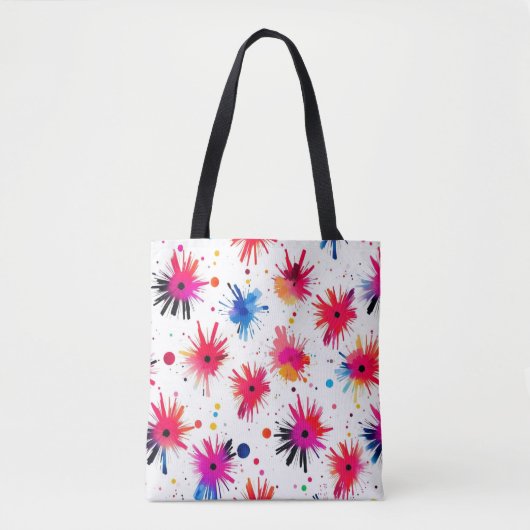 バースト鮮やか抽象芸術パターン トートバッグ (正面)