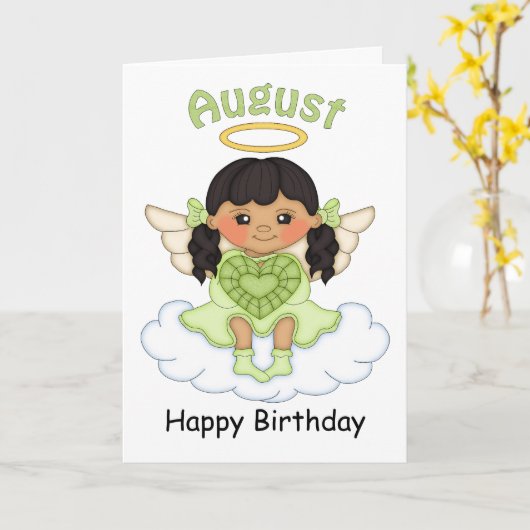 バース威厳があるトーンエンジェルブラック誕生日カード カード (黄色い花)