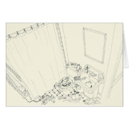 バーズアイビューファミリーおもしろいバスルームスケッチ