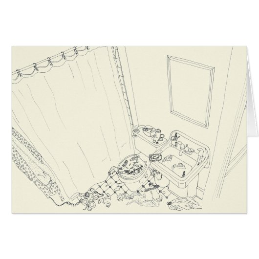 バーズアイビューファミリーおもしろいバスルームスケッチ (正面横)