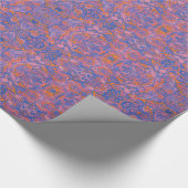 バーズアラベスクオリエンタルボヘミアンボホブルーオレンジ ラッピングペーパー (角)