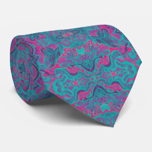 バーズアラベスクボヘミアンターコイズパープル明るい赤紫色 ネクタイ