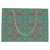 バーズアラベスクボヘミアンボホターコイズレッドグリーン ラージペーパーバッグ (裏面)