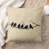 バーズオンツリーブランチヴィンテージバードアート クッション (ブランケット)