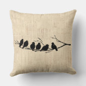 バーズオンツリーブランチヴィンテージバードアート クッション (裏面)