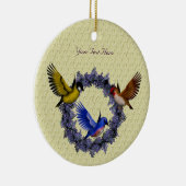 バーズオンパープルフローラリースオーナメント セラミックオーナメント (右)