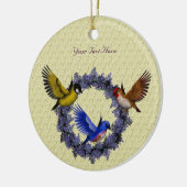 バーズオンパープルフローラリースオーナメント セラミックオーナメント (左)