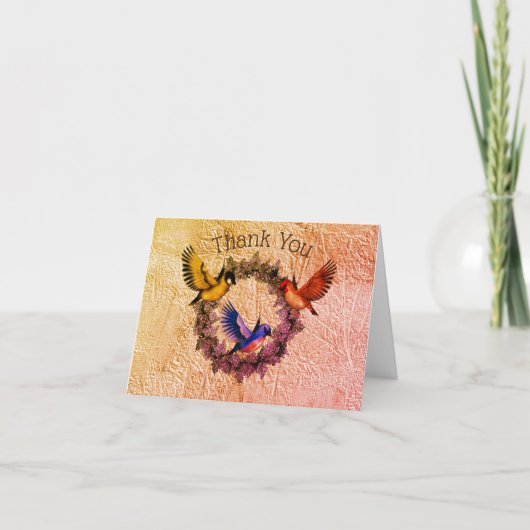 バーズオンフラワーリースサンキューカード サンキューカード (正面)