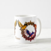 バーズオンフラワーリース パーソナライズされた コーヒーマグカップ (正面右)