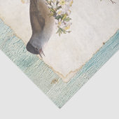 バーズオンフローリングブランチパーチメントティール(緑がかった色)絵を描油 薄葉紙 (詳細)