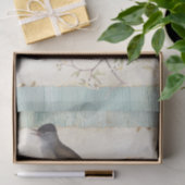 バーズオンフローリングブランチパーチメントティール(緑がかった色)絵を描油 薄葉紙 (ギフト)