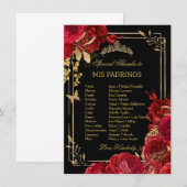 バーズガンディーブルーシュ Floral QUINCEAÑERA 後援者 カード (正面/裏面)