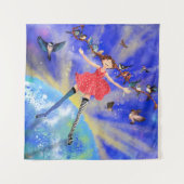 バーズタペストリーの女の子ファンタジー タペストリー (正面(横))